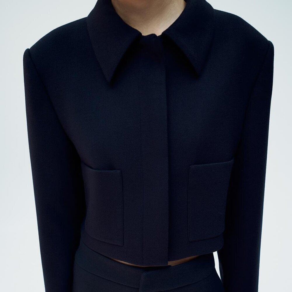 Zara CROPPED SHIRT COLLAR BLAZER Size Large NEW WITH TAG